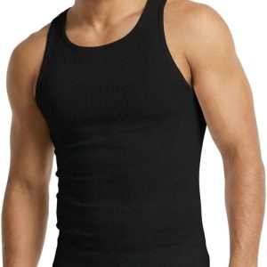 Men’s 3-Pack 100% Cotton Ribbed Sleeveless A-Shirt Tank Top Undershirt