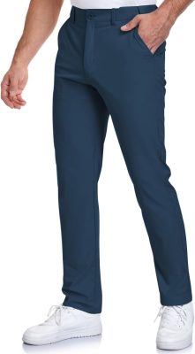Men's Golf Pants Stretch Lightweight Waist Elastic Work Business Dress Pants with 4 Pockets