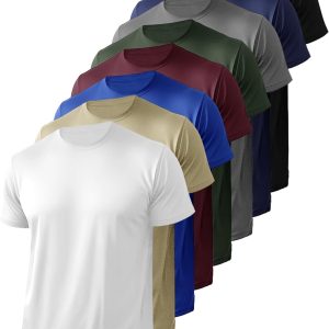 8 Pack Men’s Athletic Active Quick Dry Crew Neck T Shirts Running Gym Workout Short Sleeve Tee Tops