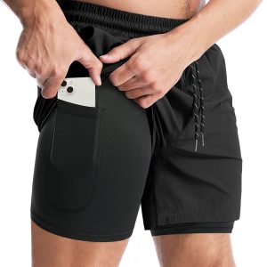 Men's 2 in 1 Running Shorts 5" Workout Gym Athletic Shorts for Men Quick Dry Lightweight Training Shorts with Pockets
