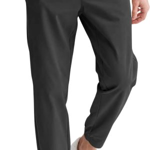 Mens Stretch Golf Pants Casual Slim Fit Cropped Tapered Dress Pants Elastic Waist Lightweight Trousers