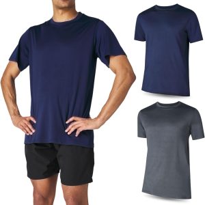 Men’s Athletic Short Sleeve Gym Workout T-Shirts 2 Pack Mens Dry Fit Tees Moisture Wicking Crew Neck Running T Shirt for Men
