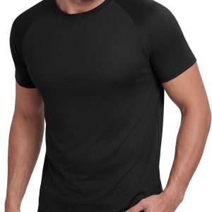 Workout Mens Shirts - Casual Black Quick Dry Moisture Wicking T-Shirts Crew Neck Short Sleeve for Gym Athletic Running