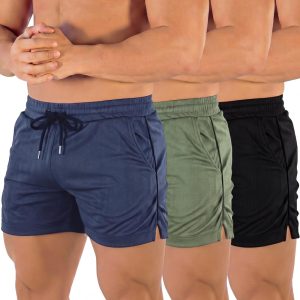 3 Pack Men's Gym Shorts 3" Athletic Running Workout Shorts Lightweight Breathable Training Activewear with Pockets