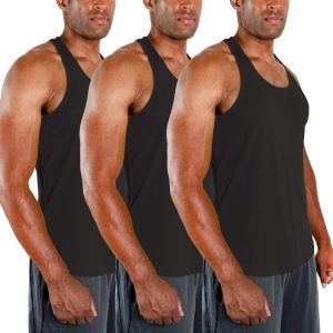 3 Pack Men's Y-Back Dry Fit Muscle Gym Workout Tank Top