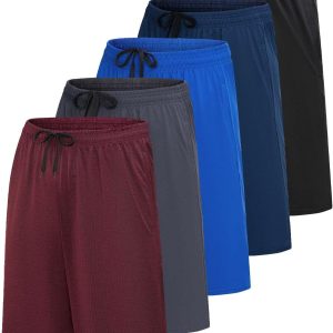 Men’s 5 Pack: 9" Dry-Fit Shorts – Athletic Gym, Workout, Basketball, Running, Casual Lounge Active Pockets
