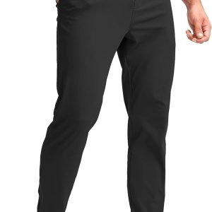 Men's Golf Pants Stretch Sweatpants with Zipper Pockets Slim Fit Work Casual Joggers Pants for Men