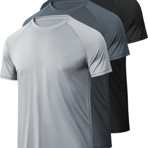 Workout Shirts for Men, Moisture Wicking Quick Dry Active Athletic Men's Gym Performance T Shirts