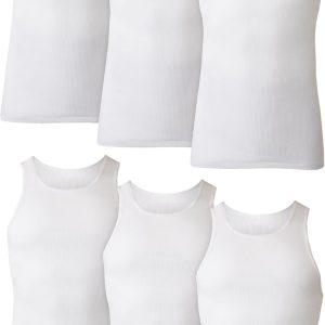 Men's Tank Undershirt Pack, Cotton Tank Undershirt, Moisture-Wicking, Breathable, White or Grey/Black, Multi-Pack