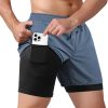 Men's 2 in 1 Athletic Quick Dry Shorts,Running Lightweight,Sweat Wicking Gym Workout Elastic Short