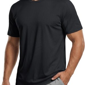 Mens Workout Dry Fit Shirts Athletic Moisture Wicking Running Gym Mesh Shirt Performance Lightweight T-Shirts